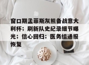 Yabo- 窗口期孟菲斯灰熊备战意大利杯；刷新队史纪录细节曝光；信心回归；医务组通报恢复